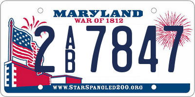 MD license plate 2AB7847