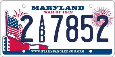 MD license plate 2AB7852
