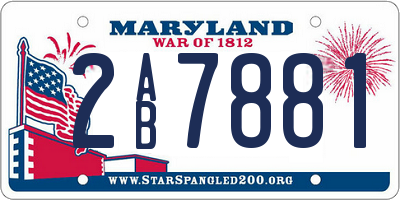 MD license plate 2AB7881