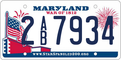 MD license plate 2AB7934