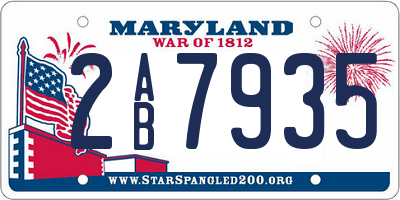 MD license plate 2AB7935