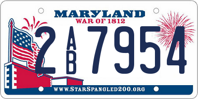 MD license plate 2AB7954