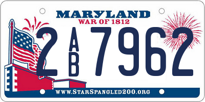 MD license plate 2AB7962