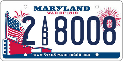 MD license plate 2AB8008