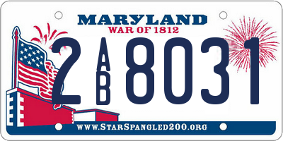 MD license plate 2AB8031