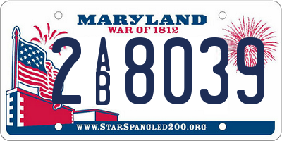 MD license plate 2AB8039