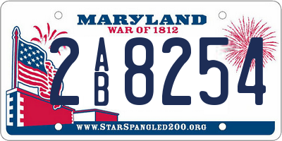 MD license plate 2AB8254