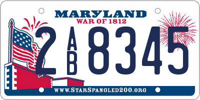 MD license plate 2AB8345