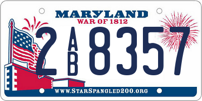 MD license plate 2AB8357