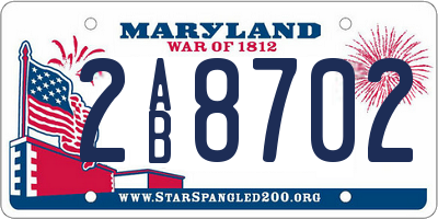 MD license plate 2AB8702