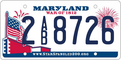 MD license plate 2AB8726