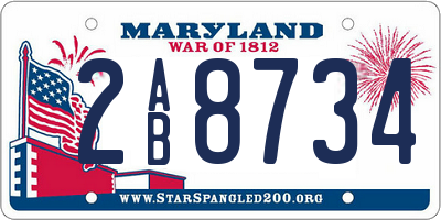 MD license plate 2AB8734