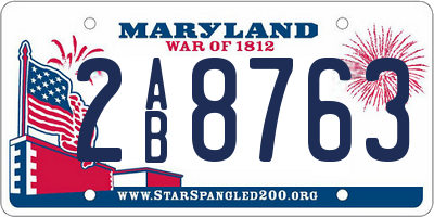 MD license plate 2AB8763