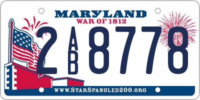 MD license plate 2AB8778
