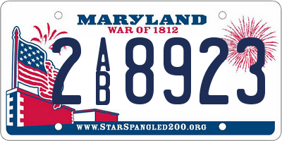 MD license plate 2AB8923