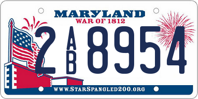 MD license plate 2AB8954