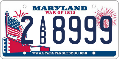 MD license plate 2AB8999
