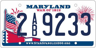 MD license plate 2AB9233