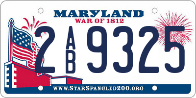 MD license plate 2AB9325