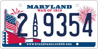 MD license plate 2AB9354
