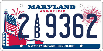 MD license plate 2AB9362