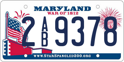 MD license plate 2AB9378
