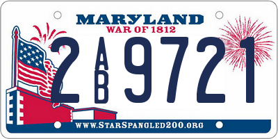 MD license plate 2AB9721