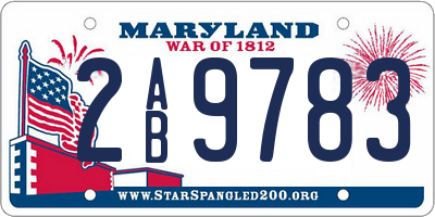 MD license plate 2AB9783