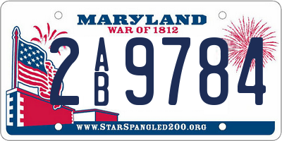 MD license plate 2AB9784