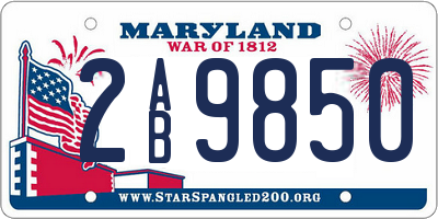 MD license plate 2AB9850