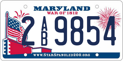 MD license plate 2AB9854