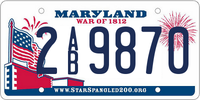 MD license plate 2AB9870