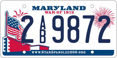 MD license plate 2AB9872