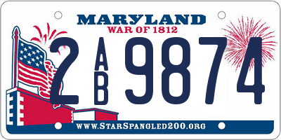 MD license plate 2AB9874