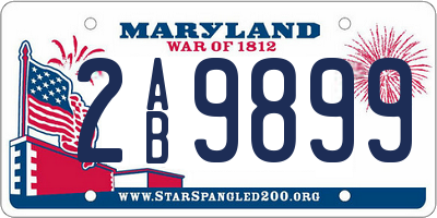 MD license plate 2AB9899