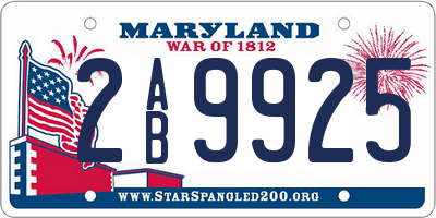 MD license plate 2AB9925