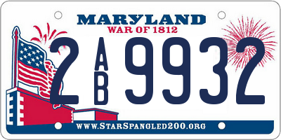 MD license plate 2AB9932
