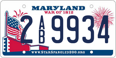 MD license plate 2AB9934