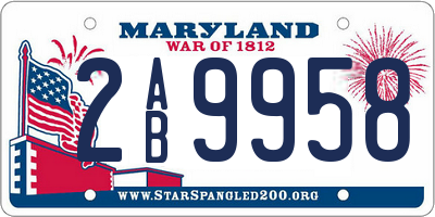 MD license plate 2AB9958