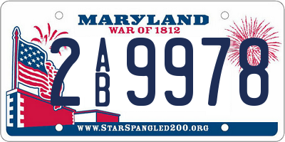 MD license plate 2AB9978