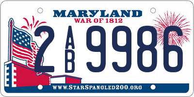 MD license plate 2AB9986