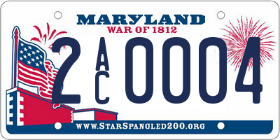 MD license plate 2AC0004