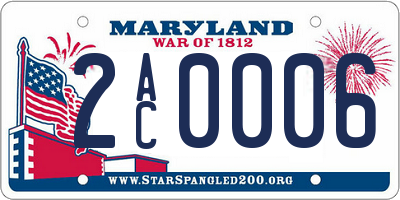 MD license plate 2AC0006
