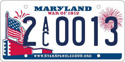 MD license plate 2AC0013