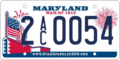 MD license plate 2AC0054