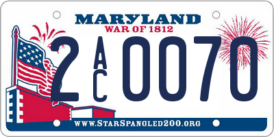 MD license plate 2AC0070