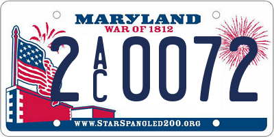 MD license plate 2AC0072