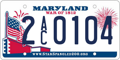 MD license plate 2AC0104
