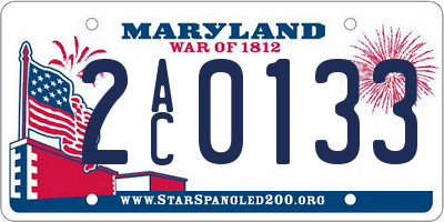 MD license plate 2AC0133