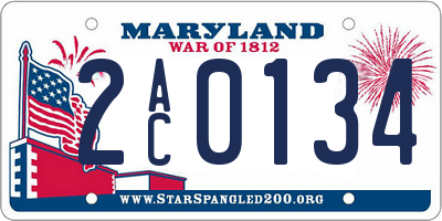 MD license plate 2AC0134